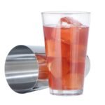 Oggi Boston Cocktail Shaker: Glass & Stainless Steel, 15 oz Capacity, Hand Wash, Silver, 7.05" Height, 3.7" Width