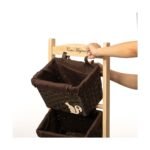 Wickerwise 4-Tier Wooden Frame Stand with Woven-Inspired Plastic Baskets Freestanding Organizer Rack - Image 5