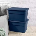 Sterilite 30 Gallon Tote, 18-Pack Stackable Plastic Storage Bins with Snap Lids and In-Molded Handles, Marine Blue for Home Storage - Image 5
