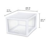 Sterilite 27 Quart Clear & White Plastic Storage Bin with One Drawer, 8 Pack - Image 3