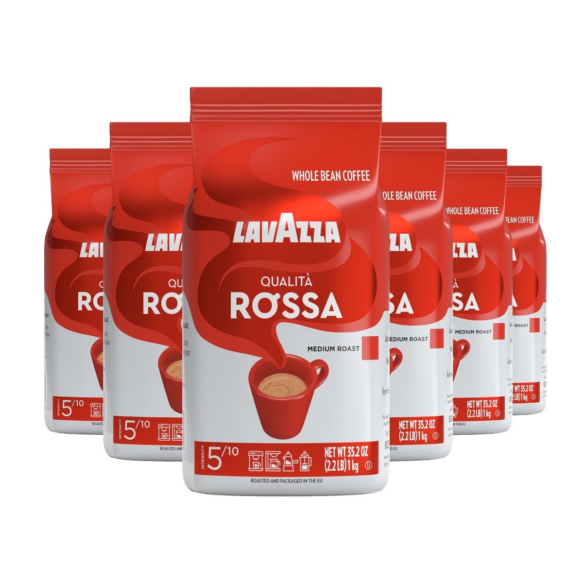 GUEST_a94230b9-f686-4b31-8080-79ddbb4900b1.jpg Lavazza Qualità Rossa Whole Bean Coffee, Medium Roast, Arabica and Robusta Blend, 2.2 lb Bag (Pack of 6) - Image 1