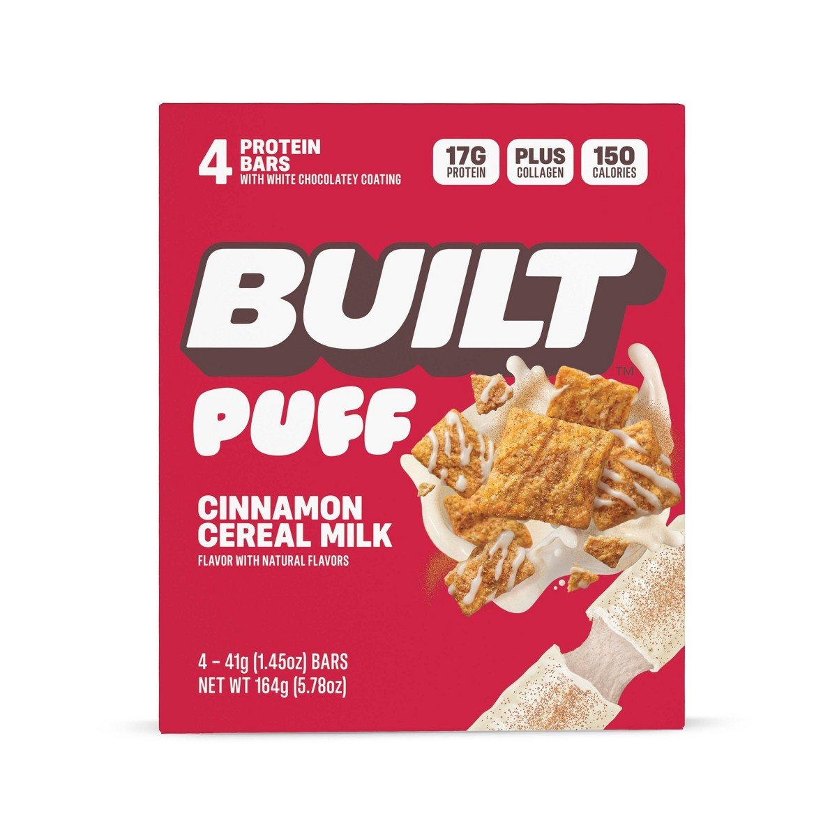GUEST_a962682b-febe-448b-ac70-d87204e46c88.jpg Built Bar Cinnamon Cereal Puff Protein Bars - 17g protein - 5.78oz/4ct - Image 1