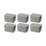YBM Home Small Grey Stackable Plastic Storage Bin with Lid (2147),6-Pack