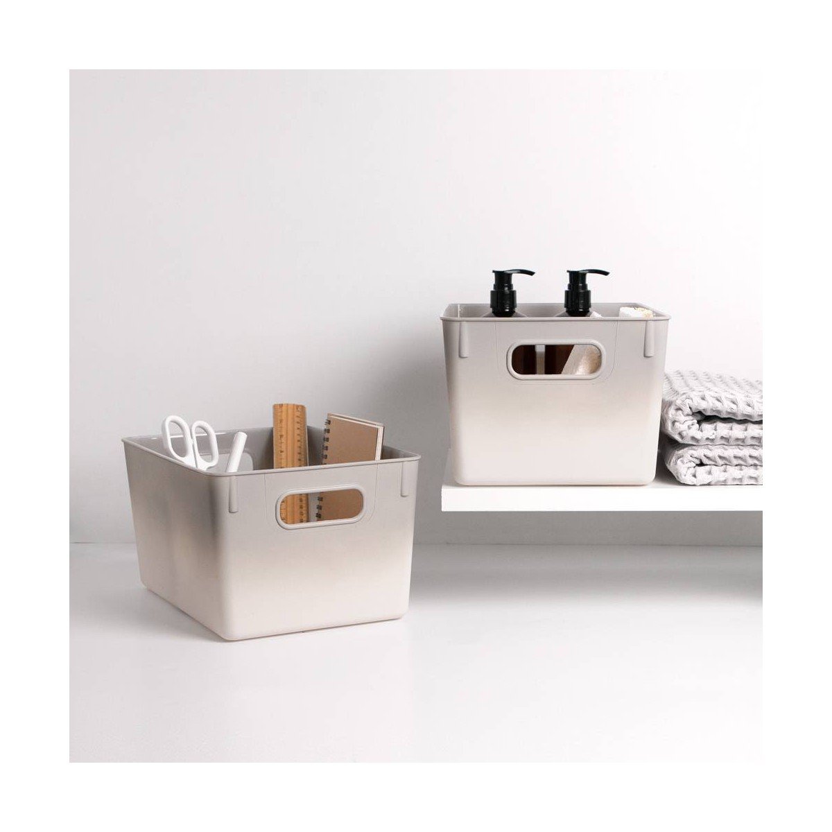 GUEST_aa38b591-d47f-41e2-8f44-2fe5f8ea03c2.jpg Isaac Jacobs 2pk 7"x8.11" Decorative Storage Ombre Bin Gray - Image 1