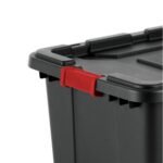 Sterilite 27 Gal Industrial Tote Stackable Storage Bin with Latching Lid, 4 Pack - Image 4