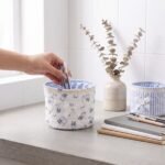 Alilang Quilted Fabric Storage Basket with Lace Trim and Bow - White - Image 2