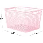 Curver 4 Pack 18.8L Aria Decorative Plastic Storage Organization Baskets, Pink - Image 2