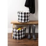 Design Imports 17.5"x12"x15" Large Polyester Buffalo Check Rectangle Storage Bin White & Black - Image 3
