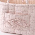 Alilang Floral Quilted Fabric Storage Tote with Handles and Pocket - Pink - Image 4
