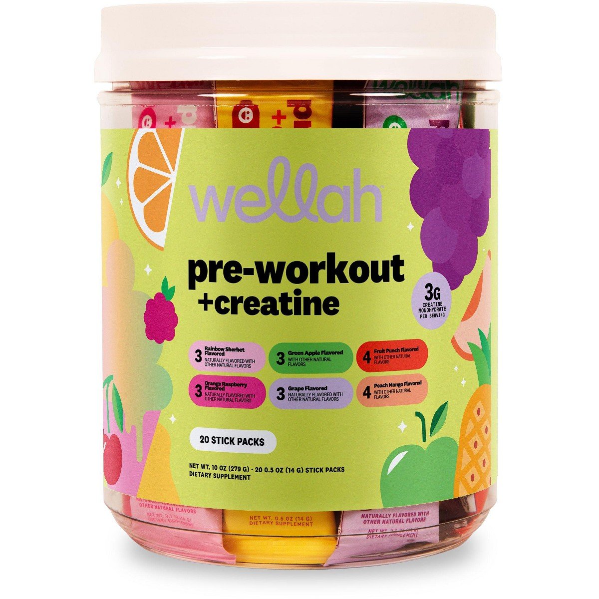 GUEST_ad31676b-8aa3-4282-8aeb-4991c2c4175c.jpg Wellah Pre-Workout + Creatine (Variety Pack) 20 Stick Packs, 6 Flavors - Image 1