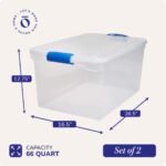 Homz 66 Qt Multipurpose Stackable Storage Bin with Latching Lids, Clear (2 Pack) - Image 4