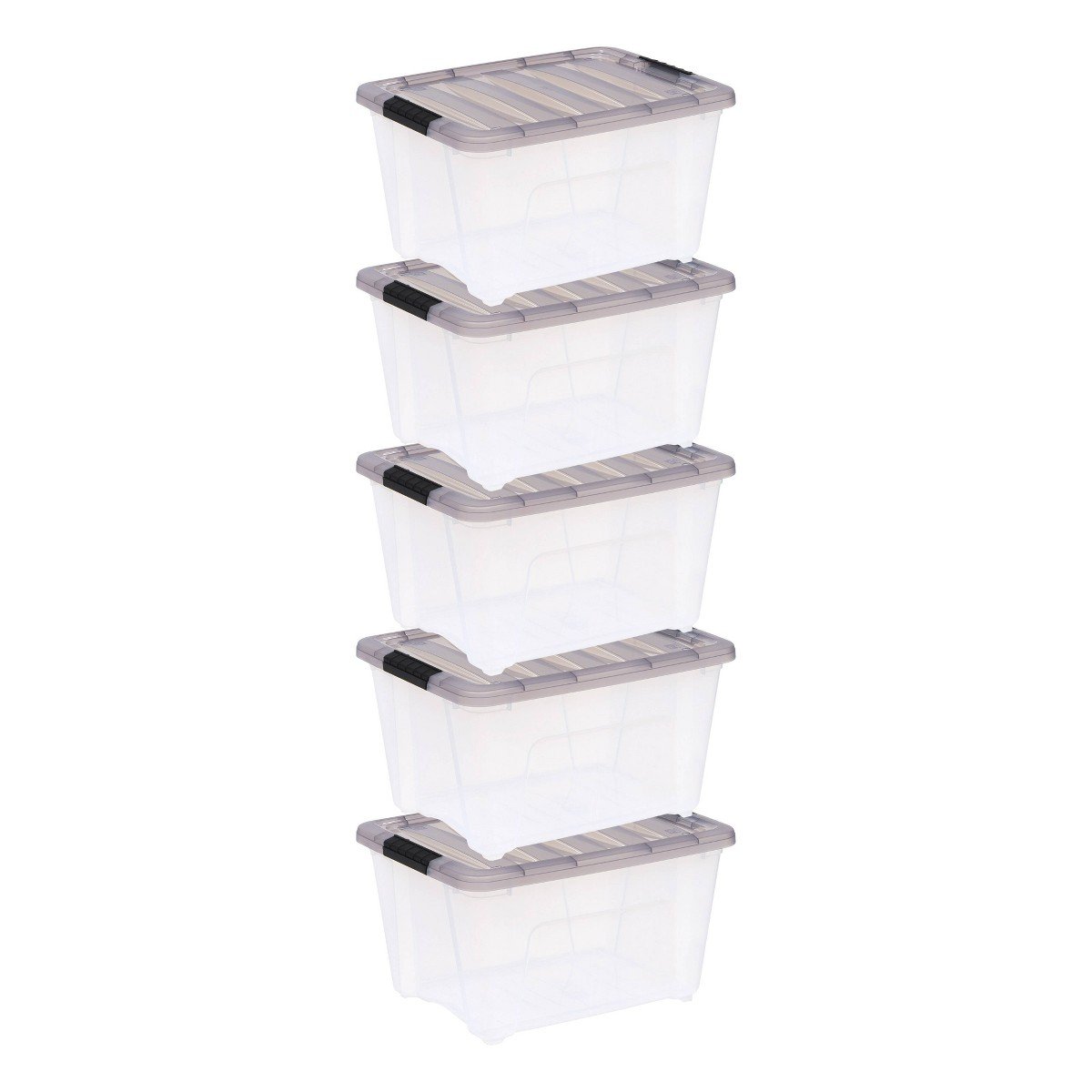 GUEST_ad5bc67d-cc8e-45ed-8161-084a3944d772.jpg IRIS 32qt 5pk Stack and Pull Plastic Storage Bin: Transparent, Stackable, Lidded, Portable, Multicolor, Utility Totes - Image 1