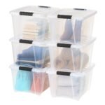 IRIS 32 Qt Plastic Stackable Storage Bin with Lid, Clear, Storage Organizer, 6Pk - Image 3