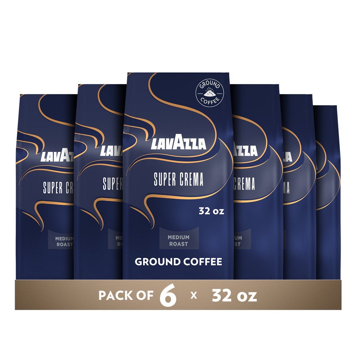 GUEST_ae405eaf-46bd-418e-abc9-9c45583b69ff.jpg Lavazza Super Crema Ground Coffee, Medium Roast, Arabica and Robusta Blend, 32 oz Bag (Pack of 6) - Image 1