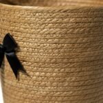 Alilang Woven Round Storage Basket Decorative Rope Organizer with Bow Accent and Open Top Design -Khaki - Image 2
