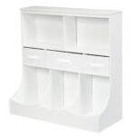 Costway Freestanding Combo Shelf Cubby BinW/3 Baskets White - Image 3