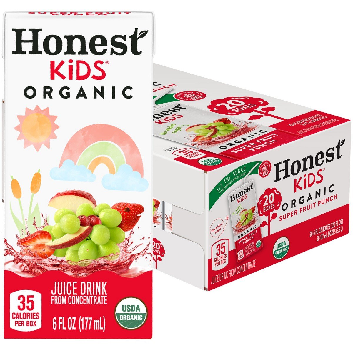 GUEST_af73577e-0df0-4abe-8a03-ffcbec9df841.jpg Honest Organic Super Fruit Punch Drink - 20pk/6 fl oz Box: No Pulp, 42% Juice Content - Image 1
