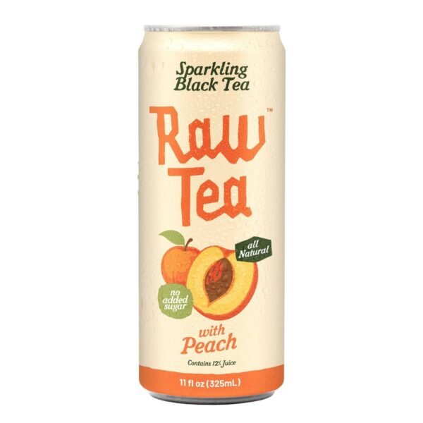 Raw Tea Sparkling Black Tea with Peach Juice - 11fl oz Can