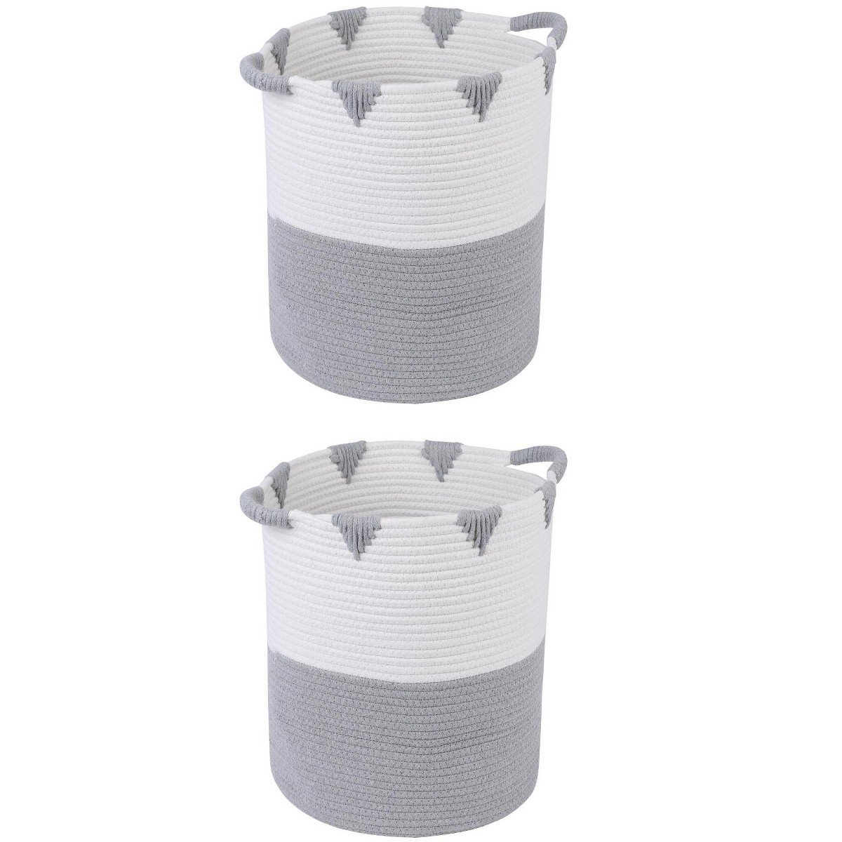 GUEST_afbf5da8-3b55-42c6-a877-3705e8c2d27f.jpg REGALWOVEN 2 Pack Woven Storage Basket, Closet Storage Bin for Blankets, Clothes, with Handles for Living Room Gray/White 11.8*14.2in - Image 1