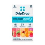 DripDrop Zero Sugar Plus Sampler Variety Dietary Supplement Powder - Watermelon Strawberry Kiwi Tropical Punch Tangerine Raspberry Lemon - 10ct