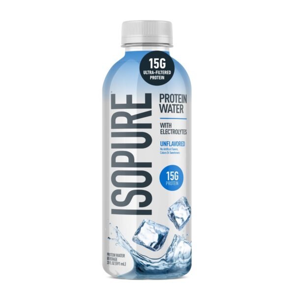 Isopure Unflavored 15g Clear Protein Water with Electrolytes - 20 fl oz: Non-Caffeinated, Whey Protein