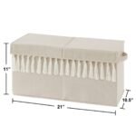 Sweet Jojo Designs Boy or Girl Gender Neutral Unisex Fabric Storage Toy Bin Bohemian Fringe Taupe and Ivory - Image 4