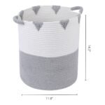 REGALWOVEN 2 Pack Woven Storage Basket, Closet Storage Bin for Blankets, Clothes, with Handles for Living Room Gray/White 11.8*14.2in - Image 3