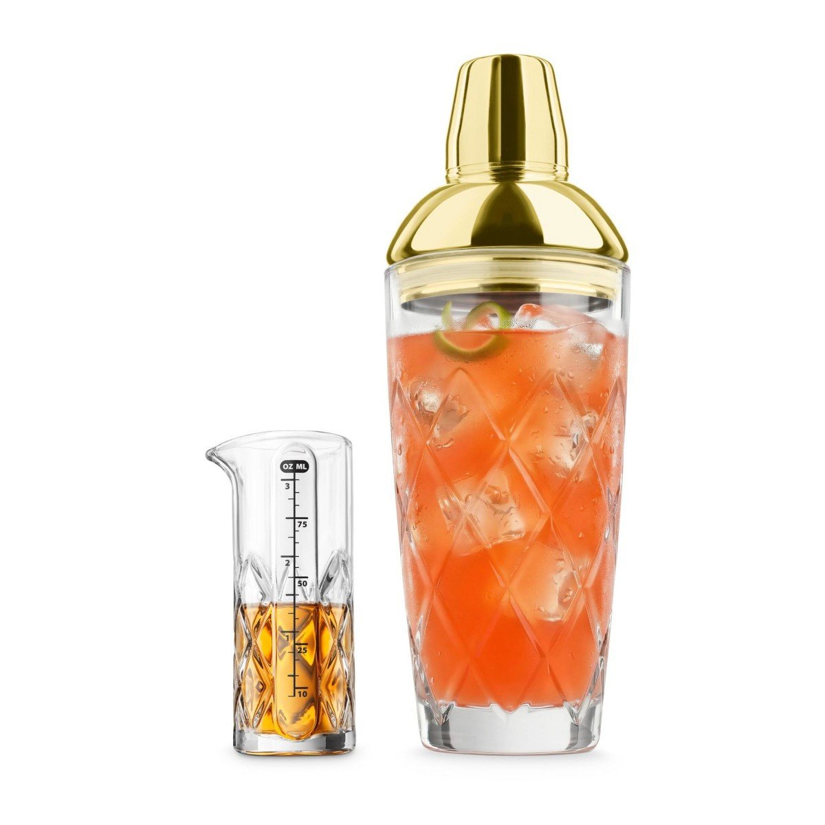GUEST_b142177a-bea4-4149-b3db-71bb78c96f46.jpg Final Touch Yarai Drink Shaker Set, 24oz Shaker & Measuring Tool (Brass) - Image 1