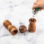 2pc Acacia Turned Salt Shaker and Pepper Grinder Set - Threshold™: Brown Spice Mills, 5.43" Height, 61 Volume Capacity - Image 5