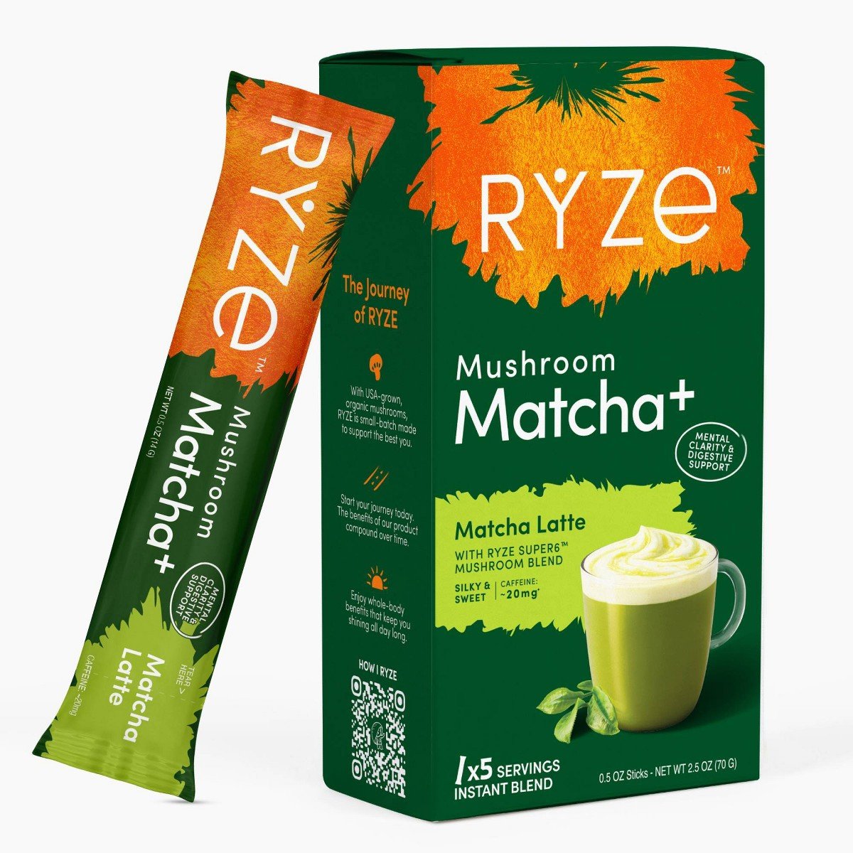 GUEST_b162351c-a301-4d4a-a5a0-59f07bd90b03.jpg RYZE Matcha Latte Sticks - 5ct: Caffeinated - Image 1