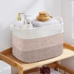 Cheer Collection Cotton Rope Storage Baskets – Set of 3 Durable Woven Bins for Laundry, Toys, Towels in Tan for Home Organizing - Image 3