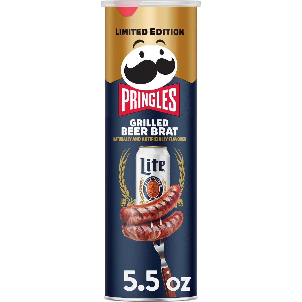 GUEST_b2aab838-1c1c-45a1-9787-3b683a10e7d0.jpg Pringles Miller Lite Beer Brat Potato Crisps Chips - 5.5oz - Image 1