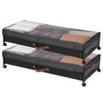 VEVOR Under Bed Storage with Wheels, 36.0 x 18.1 x 7.3 inch, Underbed Containers with Clear Lid,Rolling Under the Bed Storage Bins, 2 Pack,Black