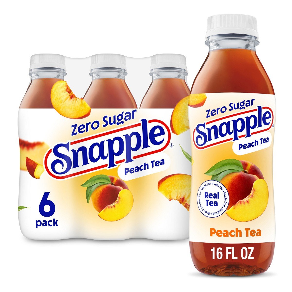 GUEST_b3eaf354-5f22-425d-8813-24e10afd4a03.jpg Snapple Zero Sugar Peach Tea - 6pk/16 fl oz Bottles: Gluten-Free, All, Caffeinated - Image 1