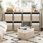 4-Pack Collapsible Fabric Storage Cubes with Handles - Linen Cube Organizer Bins with Metal Frame - Image 5