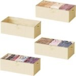 4 Pack Under Bed Storage Bins with Lids - 10" High Large Organizers for Bedroom, Closet, Clothes, Bed Sheets (Gray)