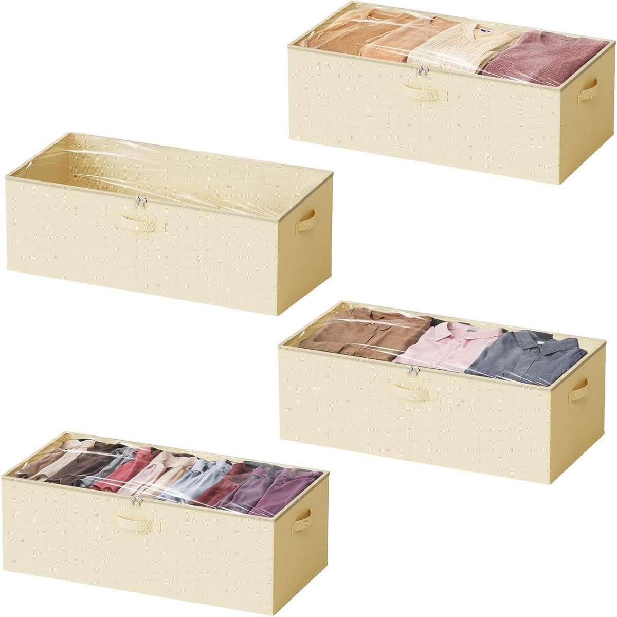 GUEST_b47c26a5-c529-4247-a7ec-03d90642b233.jpg 4 Pack Under Bed Storage Bins with Lids - 10" High Large Organizers for Bedroom, Closet, Clothes, Bed Sheets (Gray) - Image 1