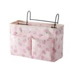 Alilang Bedside Hanging Storage Organizer with Multiple Pockets Desk Side Storage Caddy for Dorm Bedroom, Pink