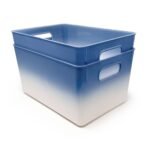 Isaac Jacobs 2pk 7"x8.11" Decorative Storage Ombre Bin Blue - Image 3