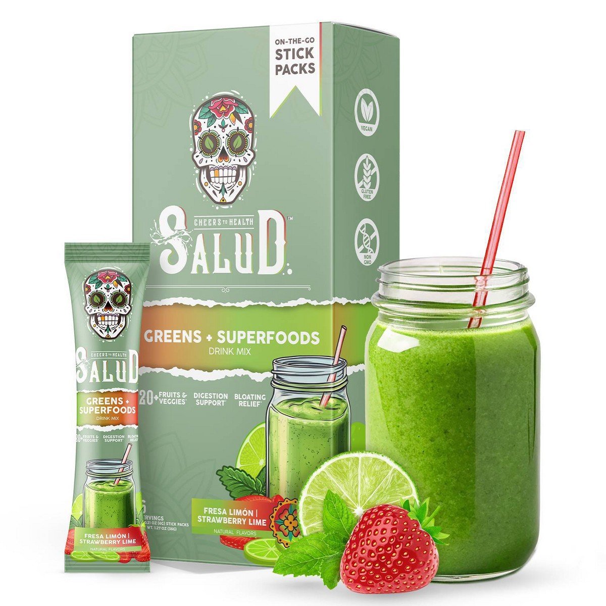 GUEST_b6ce465a-e8ea-4efb-80f8-916ebbe0d161.jpg Salud Greens + Superfoods Strawberry Lime Drink Mix - 6pk - Image 1
