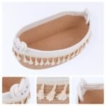 REGALWOVEN 2 Pack Woven Storage Basket, Solid Shelf Storage Bin with Tassel for Key Tray, Catchall for Home Brown 13.4*6.3*4.7in - Image 2