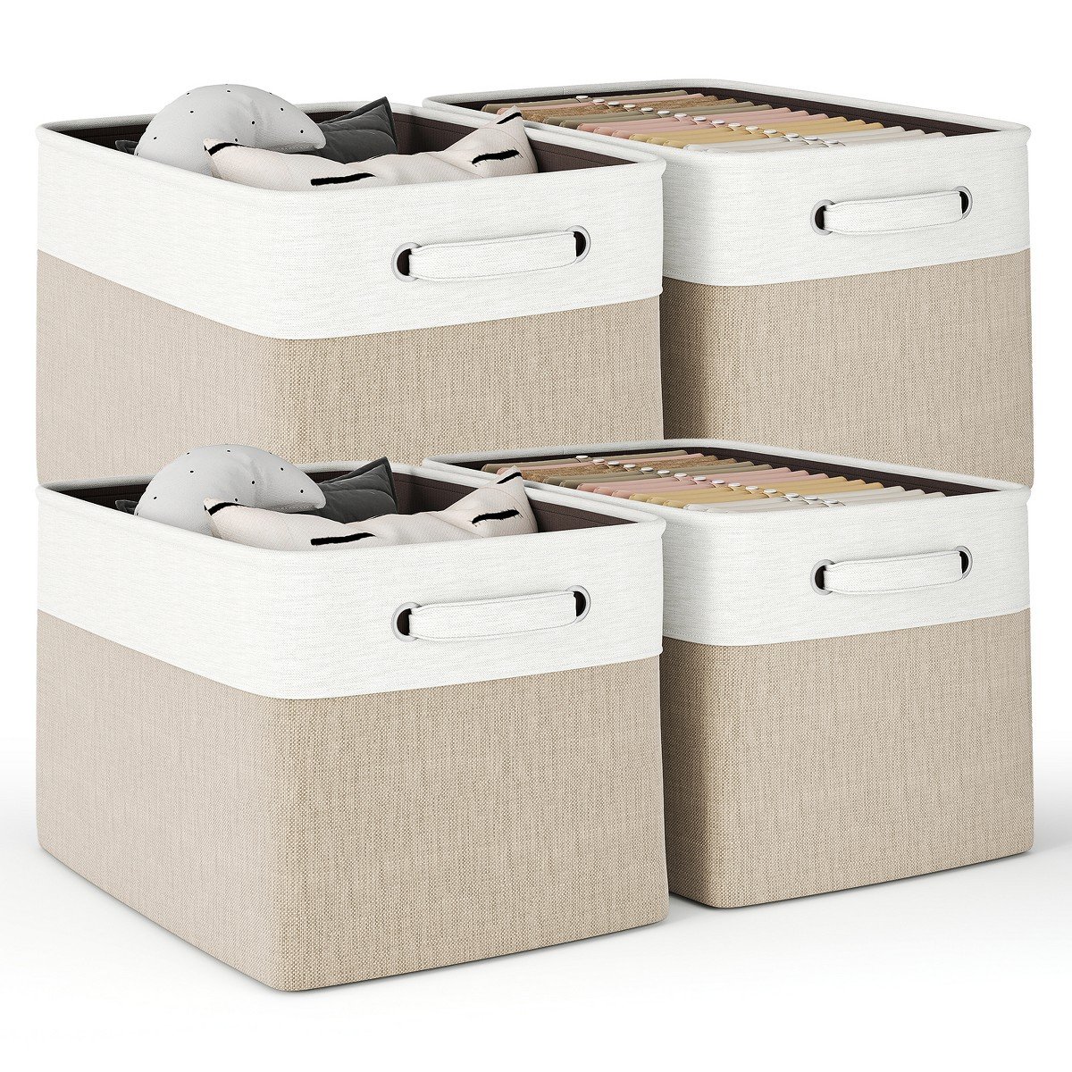 GUEST_b8bc9106-2437-43b7-bebc-46d931833a77.jpg 4-Pack Collapsible Fabric Storage Cubes with Handles - Linen Cube Organizer Bins with Metal Frame - Image 1