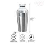 Oggi 17oz Groove Cocktail Shaker Stainless Steel: Silver, Hand Wash, 9" Height, 17oz Capacity, Plastic & Stainless Steel - Image 6