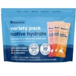 NativePath Hydrate Electrolyte Stick Packs - Zero Sugar with 2,000mg BCAAs, Variety Pack: Mixed Berry, Peach Mango & Tangerine, 30 Servings