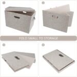 Large 17" 36 Quart Collapsible Stackable Storage Bins with Lids,3 Packs Beige Linen Fabric Closet Boxes with Lids,for Bedroom Office(17 X12 X11) - Image 4