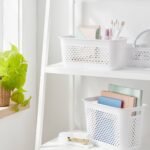 Narrow Medium Rounded Rectangle Decorative Plastic Bin with Cutout Handles White - Brightroomâ„¢ - Image 2