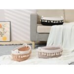 REGALWOVEN 2 Pack Woven Storage Basket, Solid Shelf Storage Bin with Tassel for Key Tray, Catchall for Home Brown 13.4*6.3*4.7in - Image 5