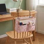 Alilang Bedside Hanging Storage Organizer with Multiple Pockets Desk Side Storage Caddy for Dorm Bedroom, Pink - Image 2