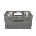 Simplify 2pk Resin Herringbone Storage Tote Medium Gray - Image 6