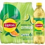 Lipton Green Tea - 6pk/16.9 fl oz Bottles: Caffeinated, Citrus Flavor